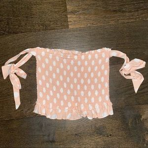 Polka dot shirred tube top